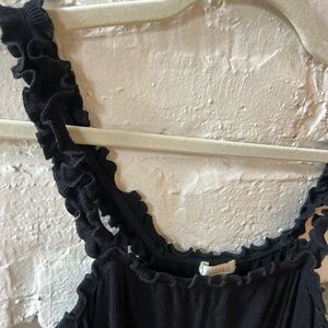 Chic Black Ruffled Bodysuit